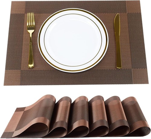 Brown pvc placemats - set, of