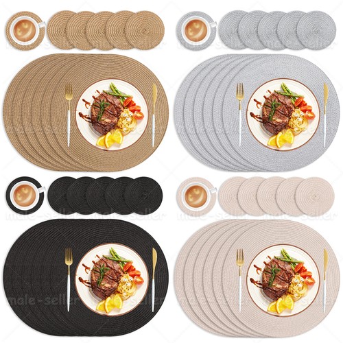 Round woven 6pcs placemats and - placemats,