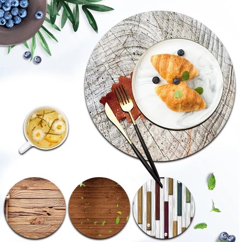 Pcs wood leather placemats - wood,