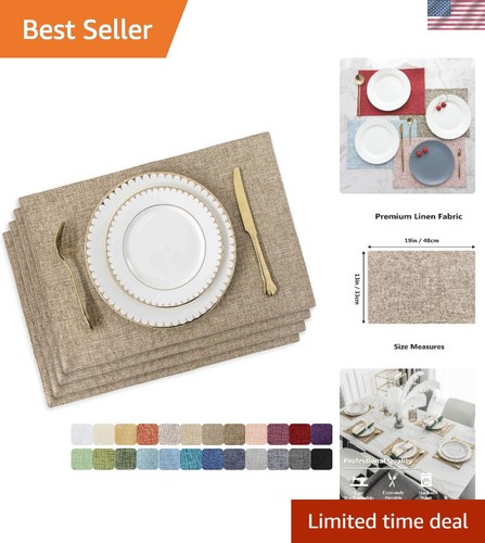 Linen placemats set heat - placemats, 4