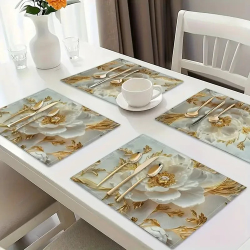 4pcs floral linen set - floral,