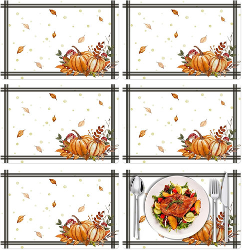 6pcs fall plastic placemats - fall,