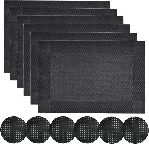Black placemats and coasters - black,