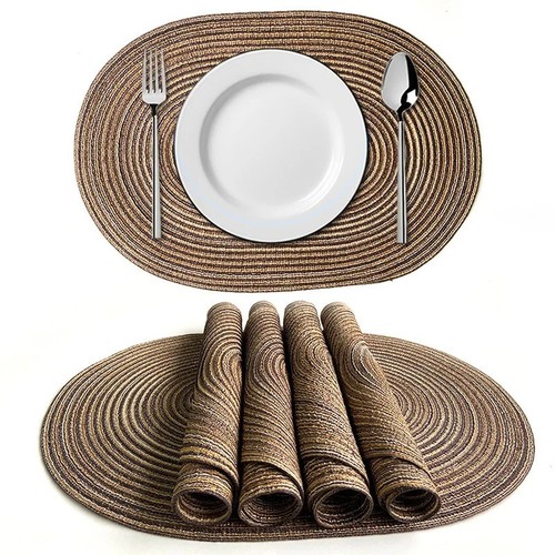 Braided oval placemats - placemats, natural