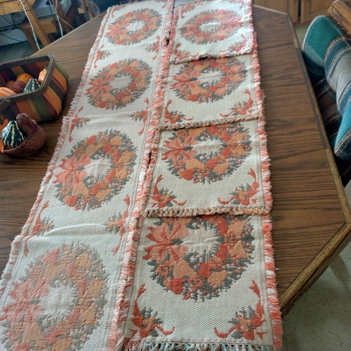 Vtg woven fabric holiday set - woven,