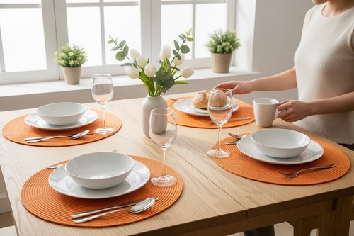 Set round woven placemats - set, of