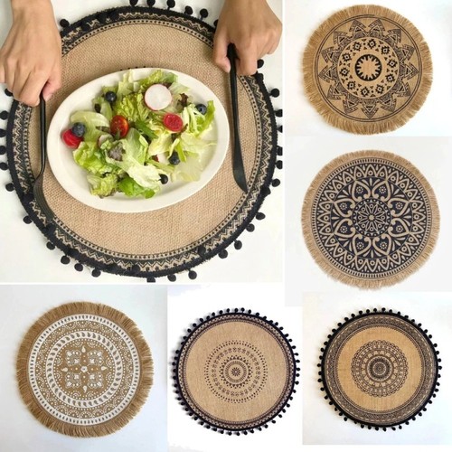 6pcs round 38cm - 38cm, linen