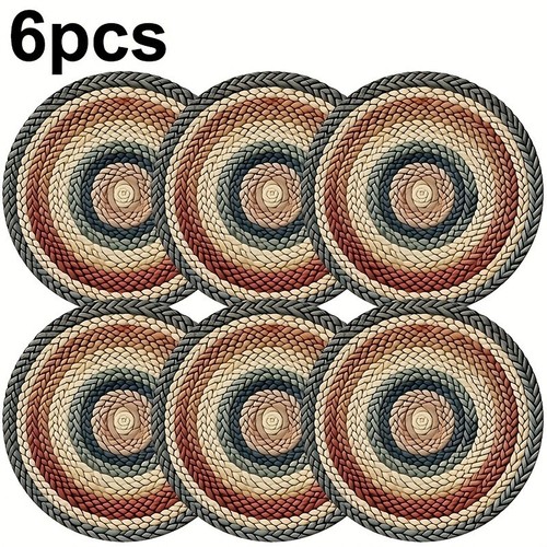 6pcs vintage round placemats - 6pcs,