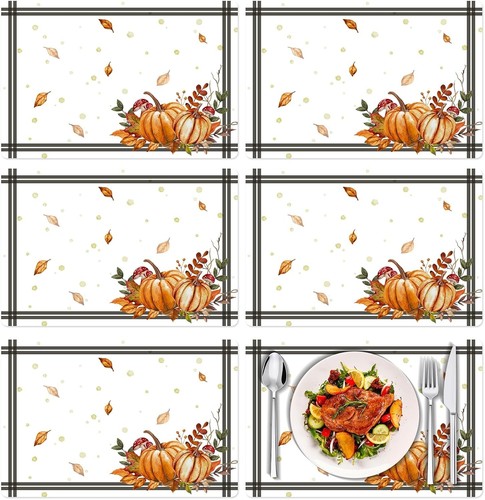 6pcs fall plastic placemats - 6pcs,