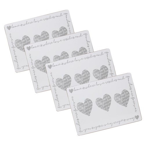 Set placemats grey hearts - grey,